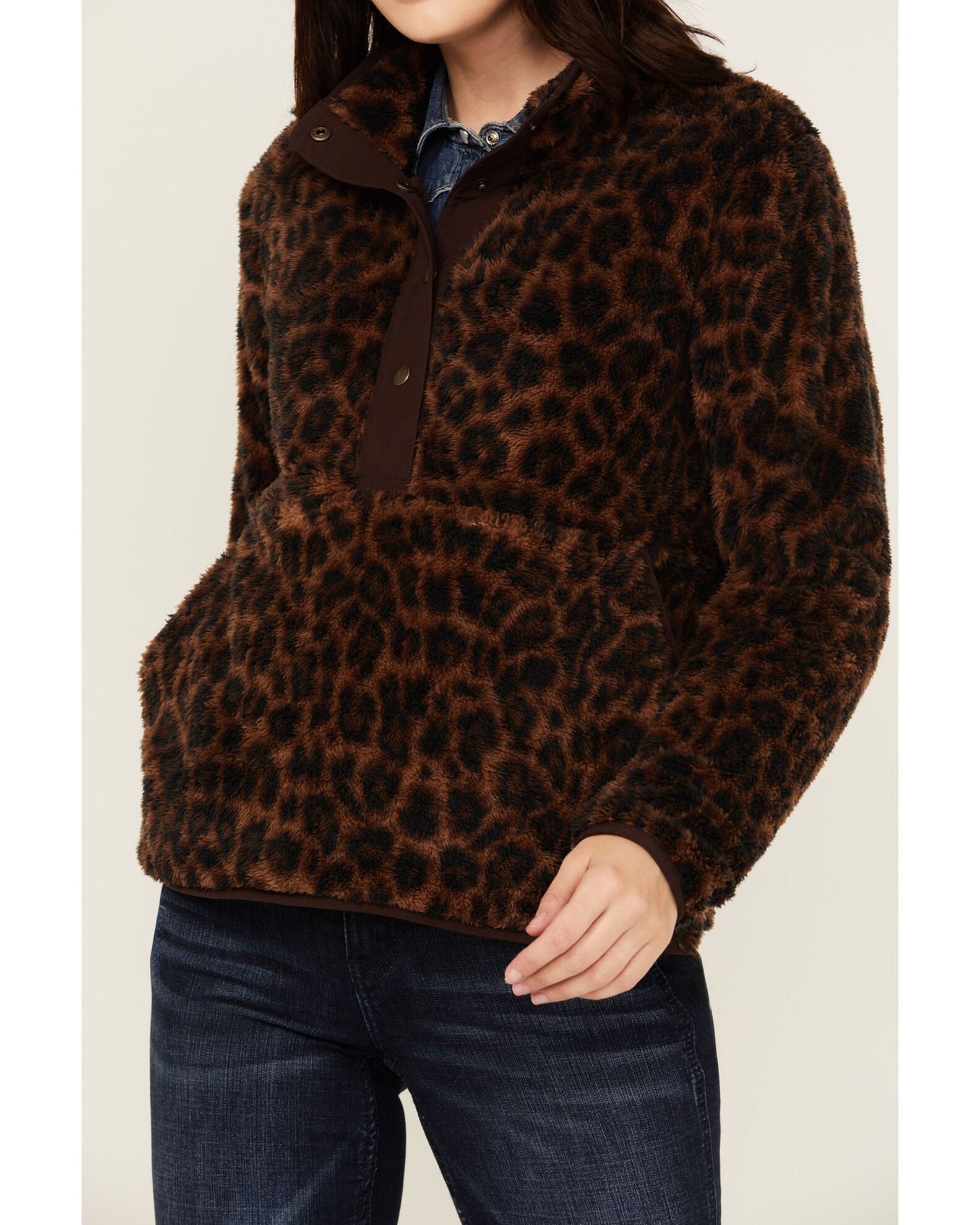 Leopard sherpa pullover new arrivals