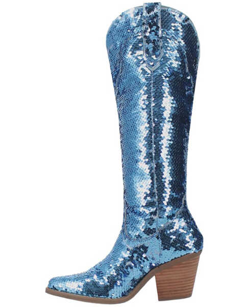 Image #3 - Dingo Women's Sequin Dance Hall Queen Tall Western Boots - Snip Toe , Blue, hi-res