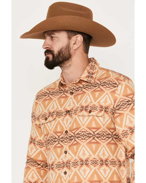 Image #2 - Pendleton Men's Beach Shack Print Long Sleeve Button-Down Western Shirt, Tan, hi-res