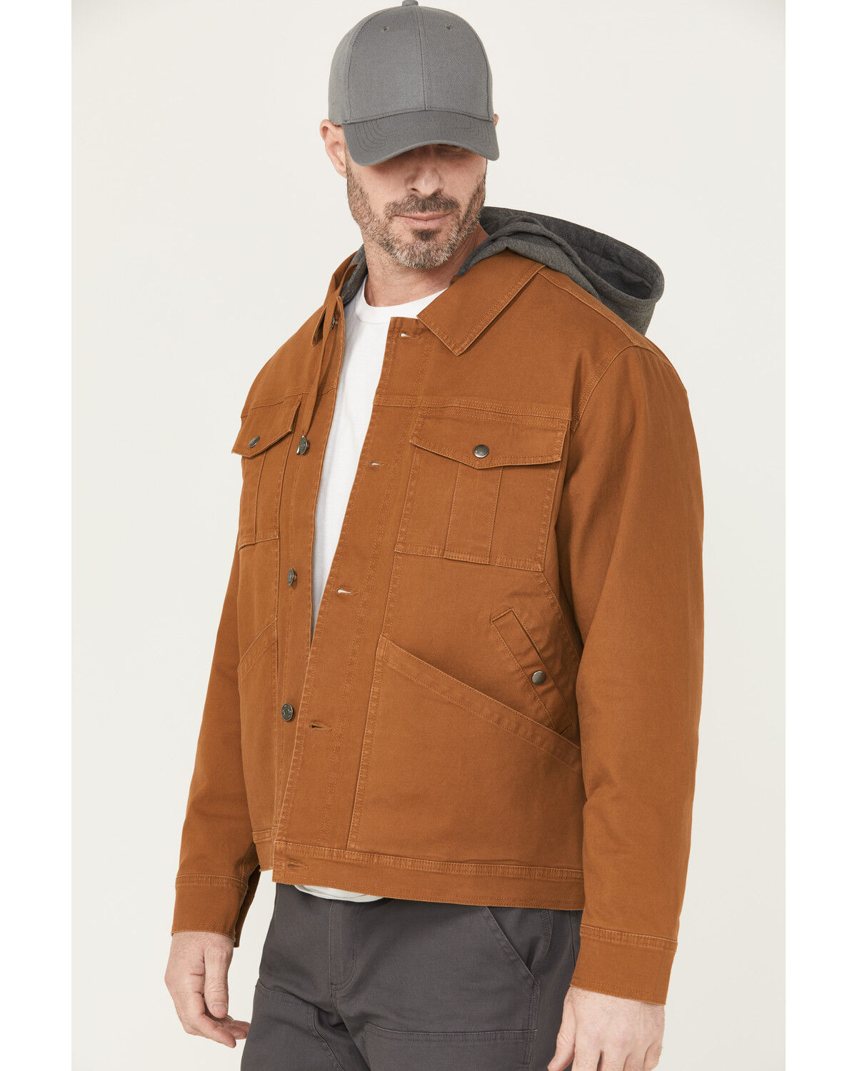 Image #2 - Lucky Brand Workwear Men's Canvas Hooded Trucker Jacket, Bronze, hi-res