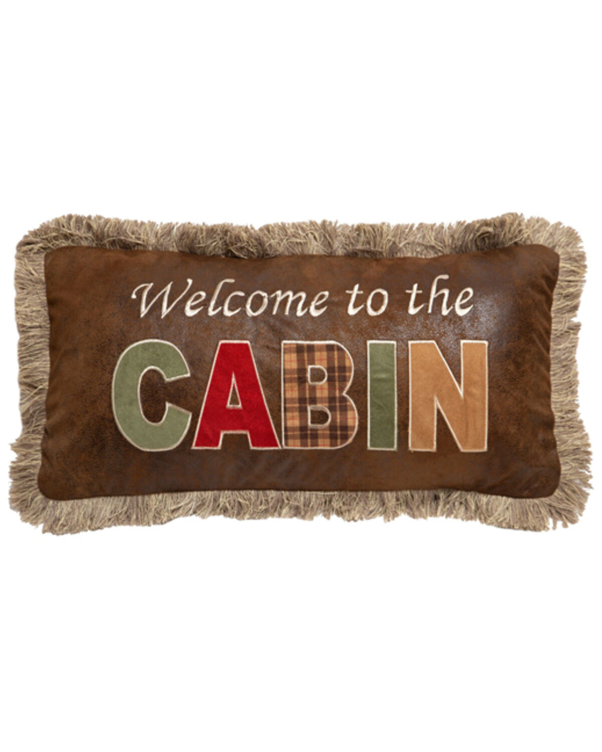 Image #1 - Carstens Home Welcome To The Cabin Pillow, Brown, hi-res