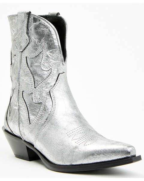 Image #1 - Free People Women's Way Out West Metallic Western Boots - Snip Toe , Silver, hi-res