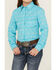 Image #3 - Panhandle Girls' Rodeo Arrow Print Long Sleeve Pearl Snap Western Shirt , Turquoise, hi-res