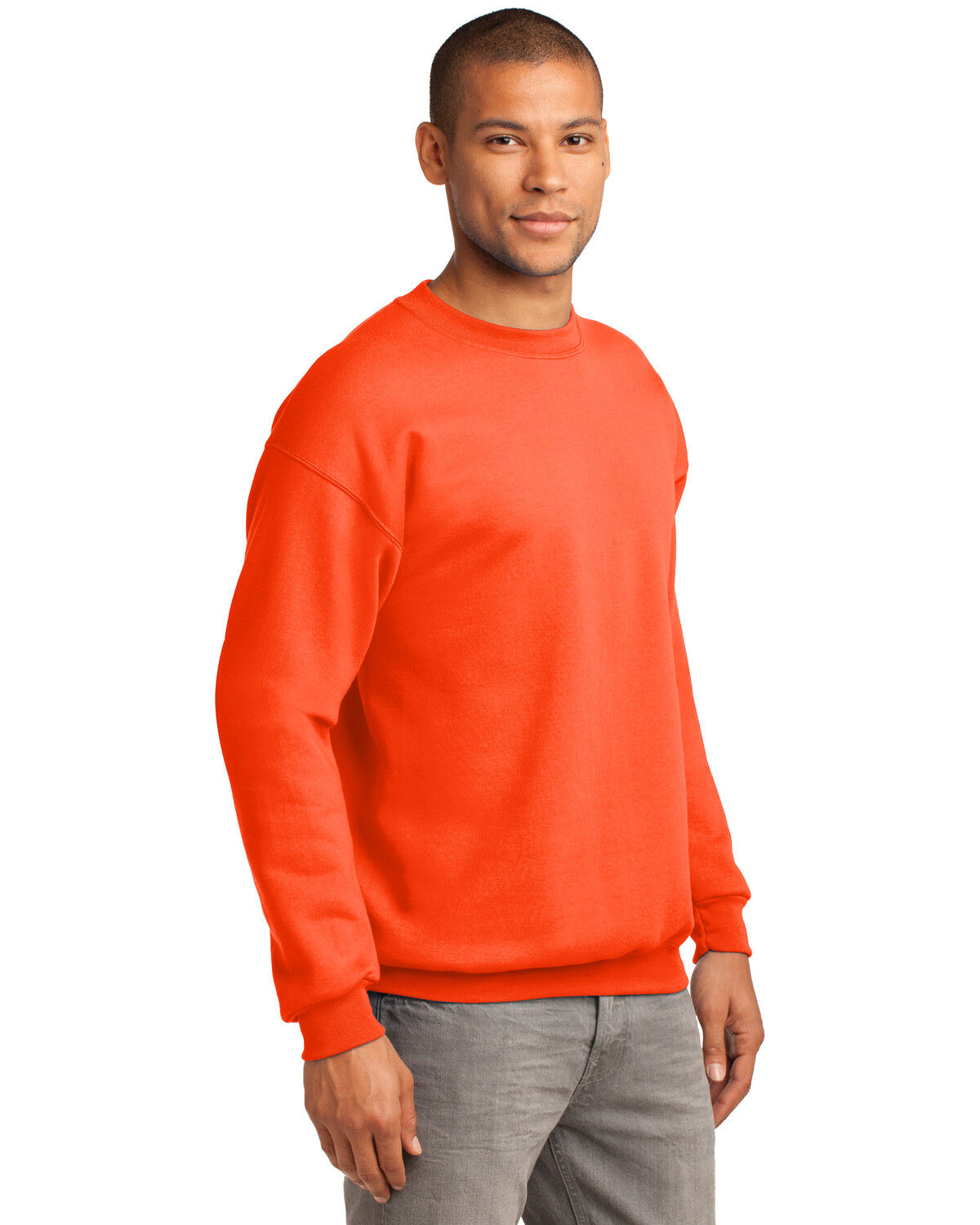 Image #3 - Port & Company Men's Safety 2X Essential Fleece Crew Work Pullover - Tall, Orange, hi-res
