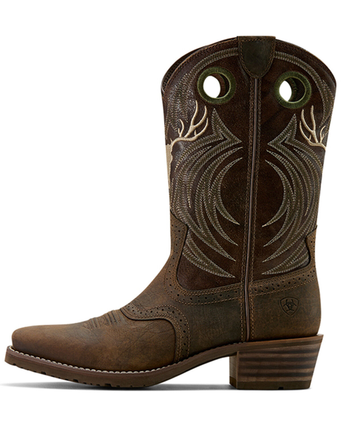Image #2 - Ariat Men's Hybrid Roughstock Antler Western Boots - Square Toe, Taupe, hi-res