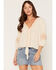 Image #1 - Lovestitch Women's Embroidered Long Sleeve Shirt, Peach, hi-res