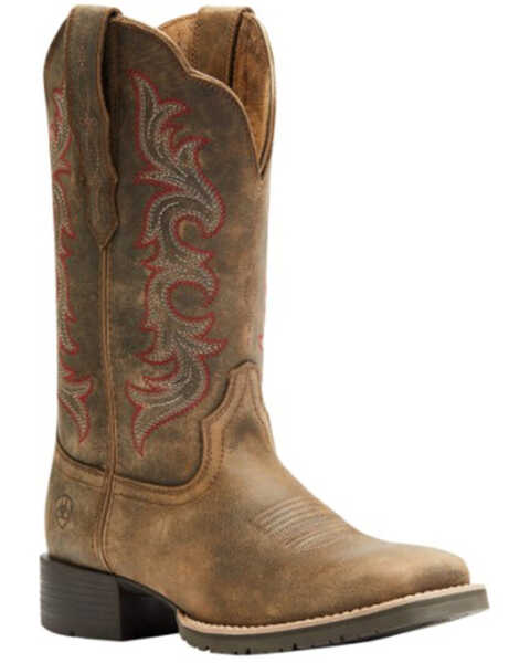 Ariat Women's Hybrid Rancher Stretchfit Roper Western Boots - Broad Square Toe , Brown, hi-res