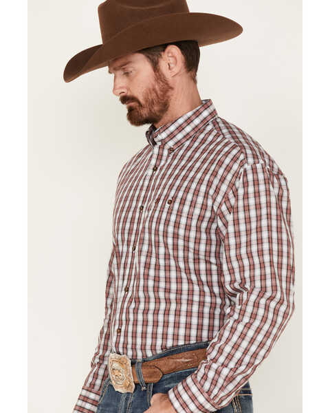 Image #2 - Wrangler Men's Plaid Print Long Sleeve Button Down Western Shirt, Red, hi-res