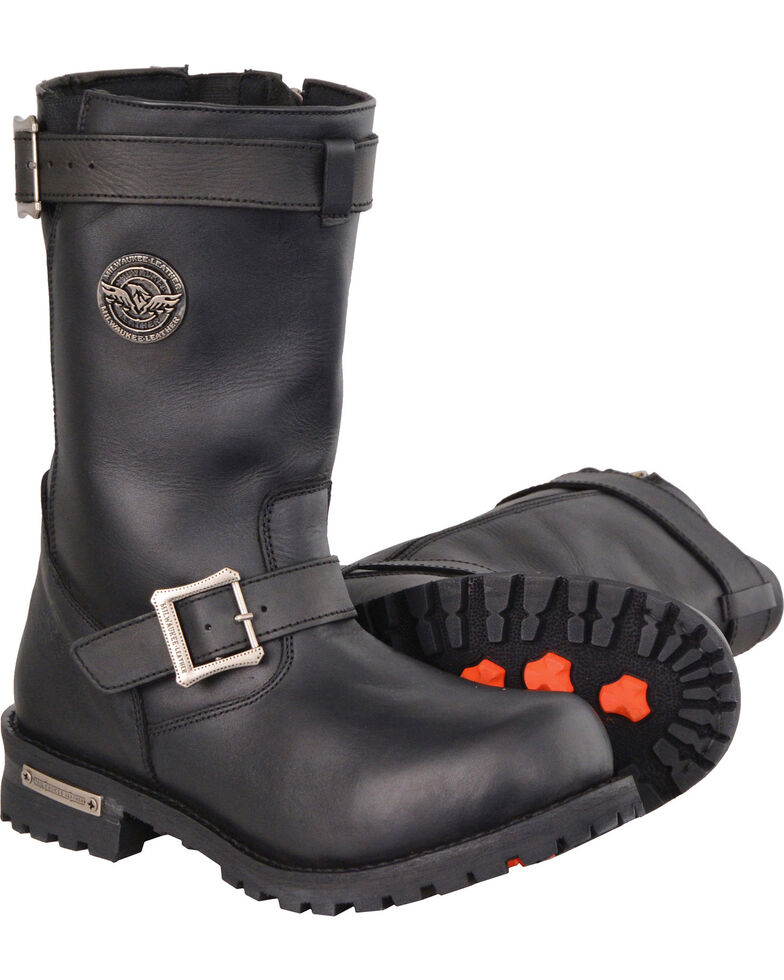 Milwaukee Leather Men's 11" Classic Engineer Boots - Round Toe, Black, hi-res