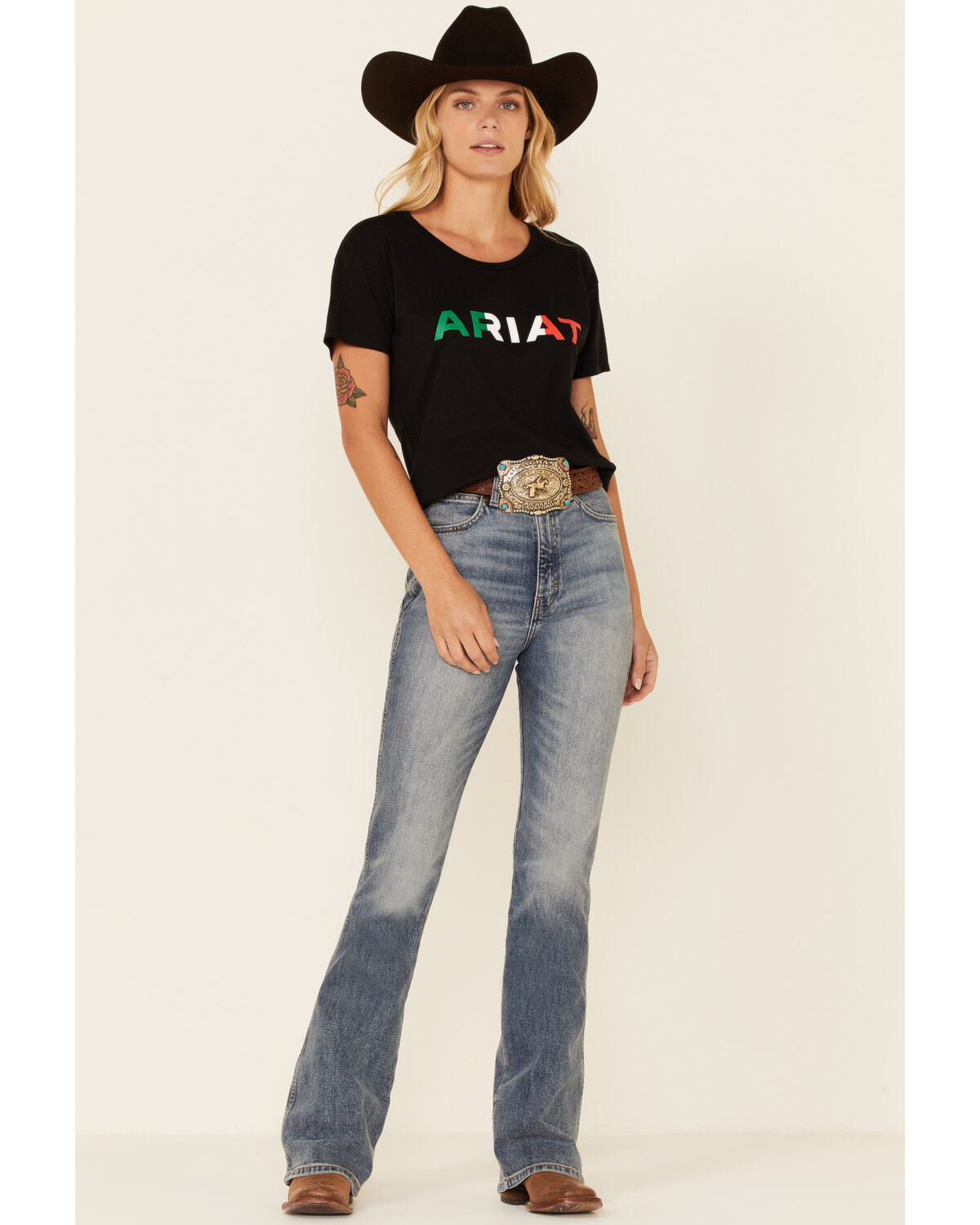 Image #2 - Ariat Women's Viva Mexico Logo Graphic Tee, Black, hi-res