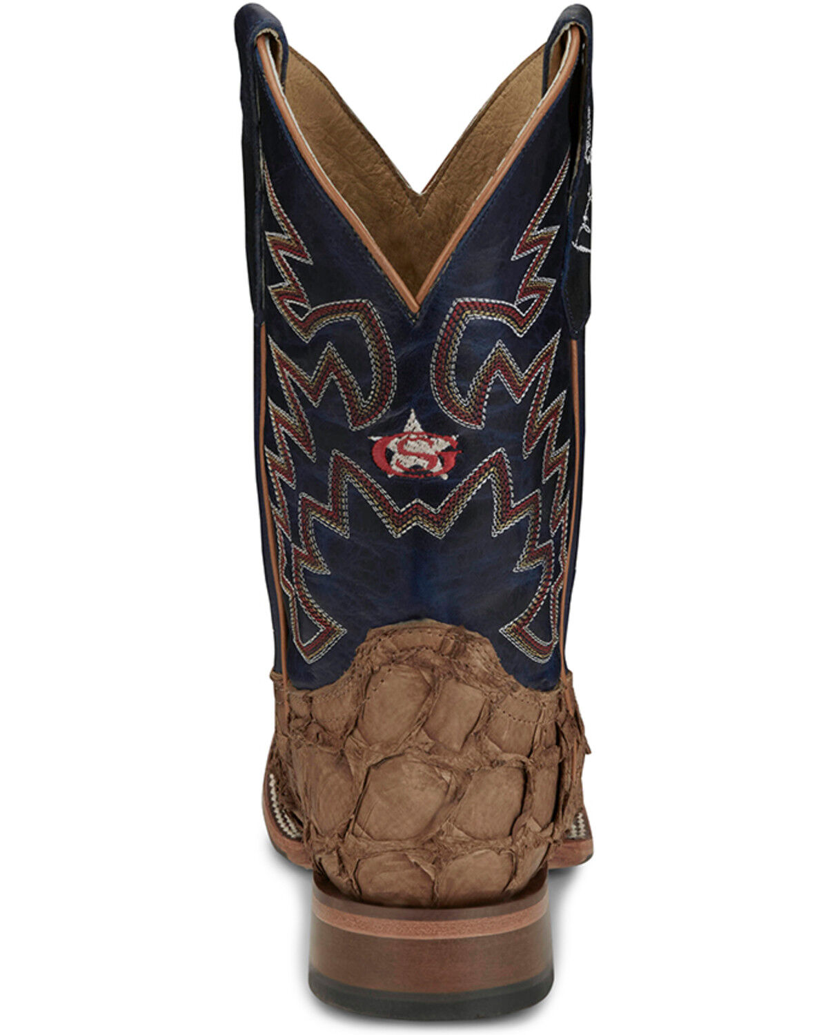 Image #5 - Justin Men's Ocean Front Exotic Pirarucu Western Boots - Broad Square Toe, Tan, hi-res