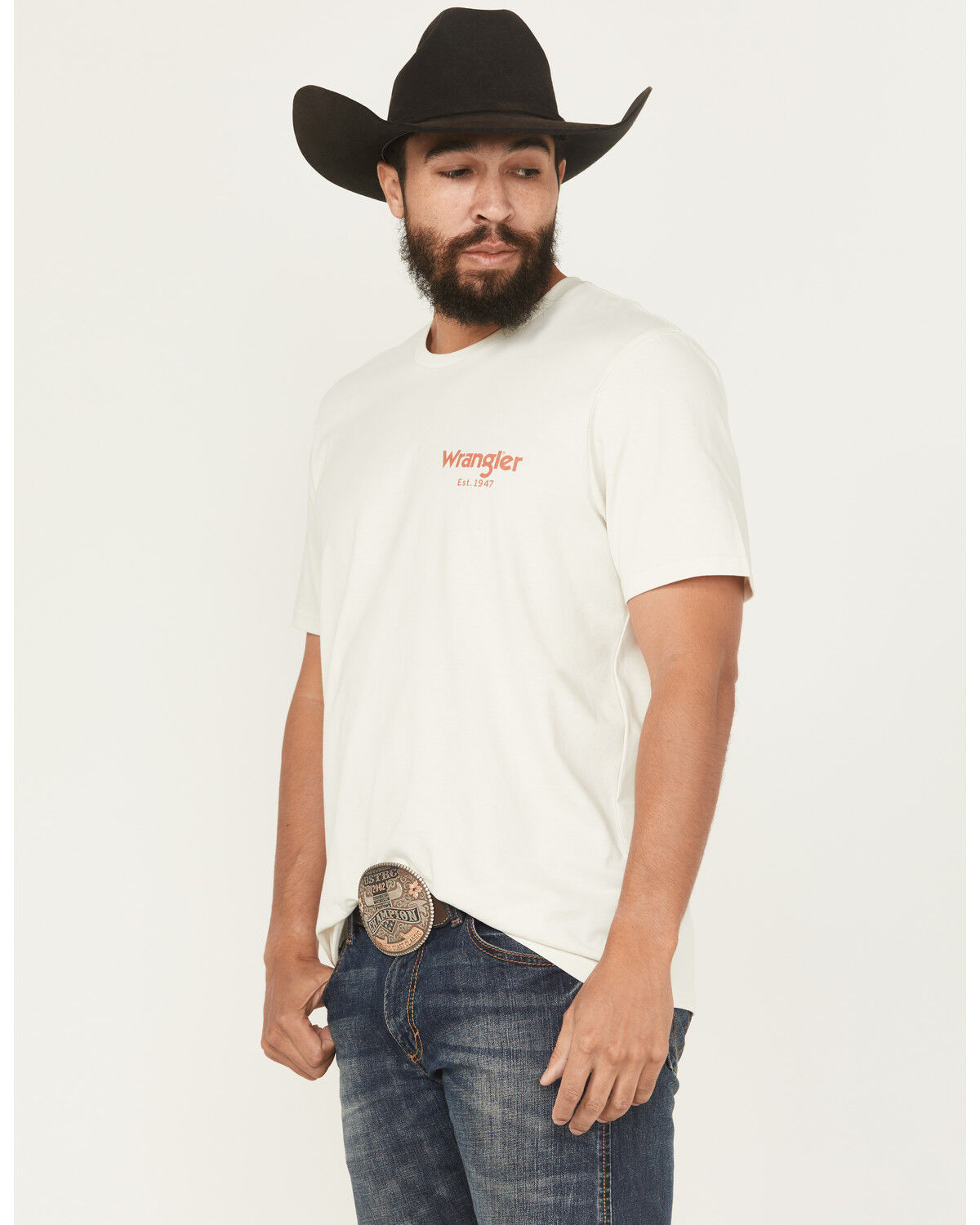 Image #4 - Wrangler Men's Cowboy Logo Short Sleeve Graphic T-Shirt, Off White, hi-res