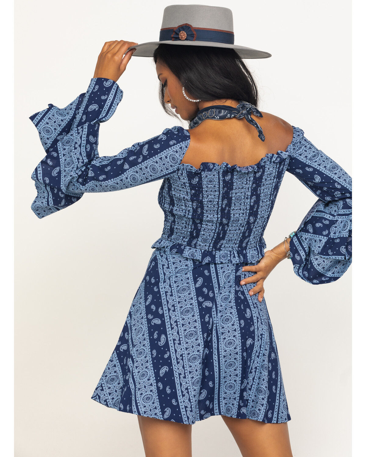 Image #2 - Rock & Roll Denim Women's Bandana Print Mini Dress, Navy, hi-res