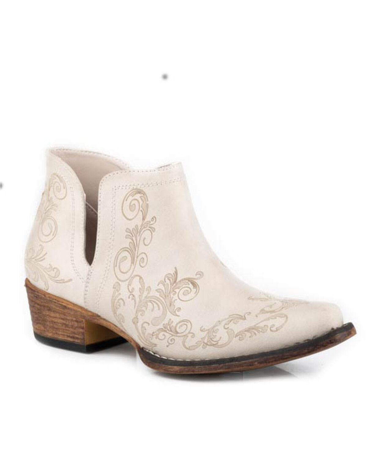 Image #1 - Roper Women's Ava Western Booties - Snip Toe, White, hi-res