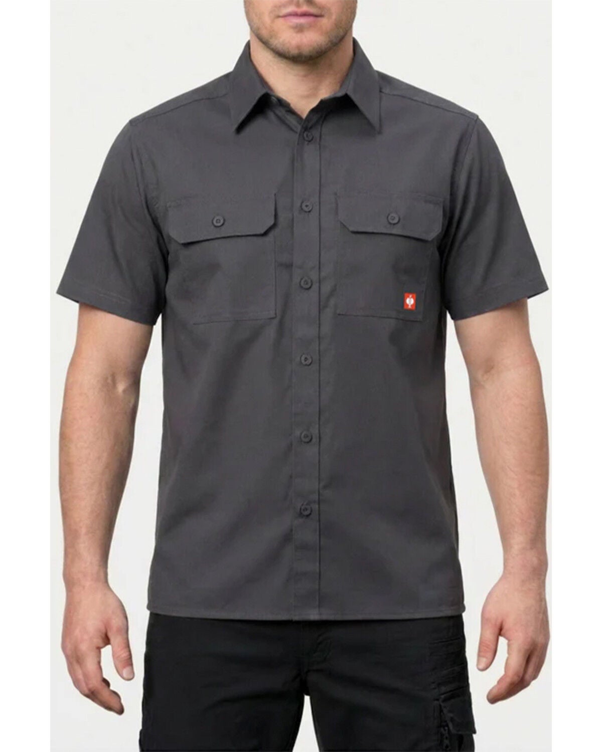 Image #1 - Strauss Men's E.S. Iconic Short Sleeve Button-Down Work Shirt, Grey, hi-res