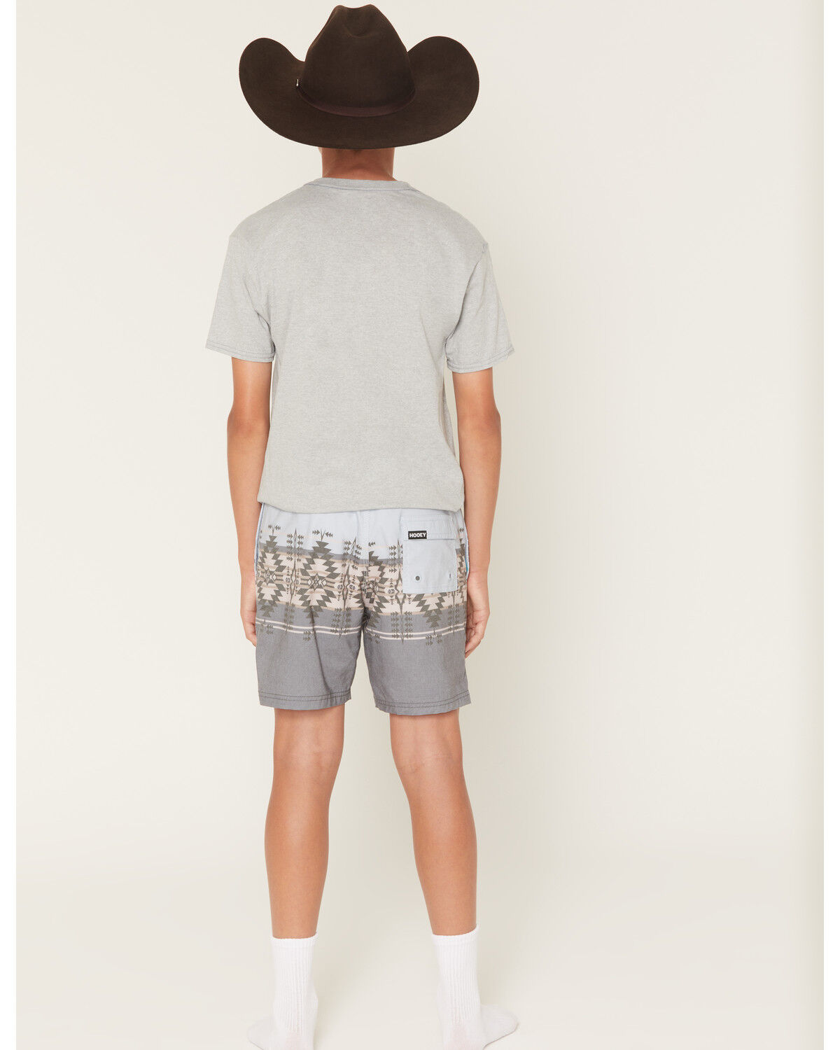 Image #3 - Hooey Boy's Southwestern Print Board Shorts, Grey, hi-res