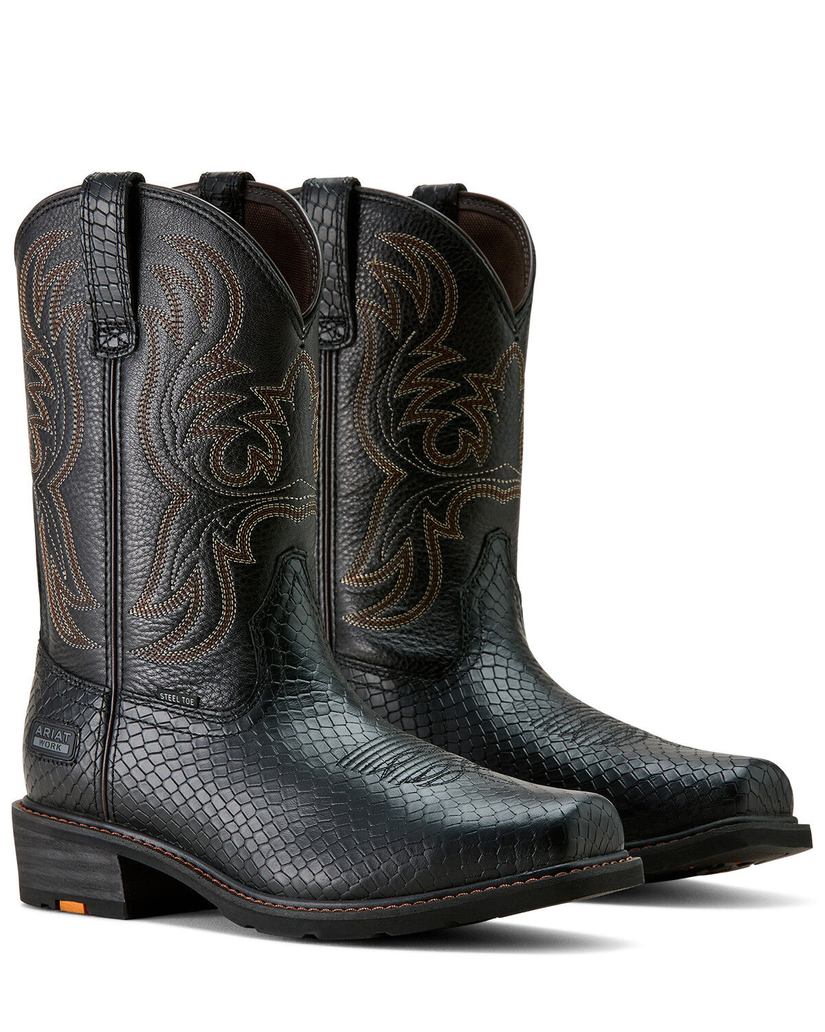 Image #3 - Ariat Men's Ironside Pull-On Work Boots - Steel Toe, Black, hi-res