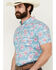 Image #2 - Ariat Men's Monroe Floral And Palm Leaf Print Short Sleeve Button-Down Stretch Western Shirt , Turquoise, hi-res