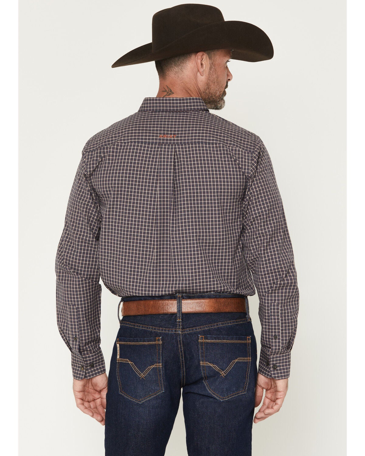 Image #4 - Ariat Men's Pro Series Wheaton Plaid Print FItted Long Sleeve Button-Down Western Shirt, Navy, hi-res