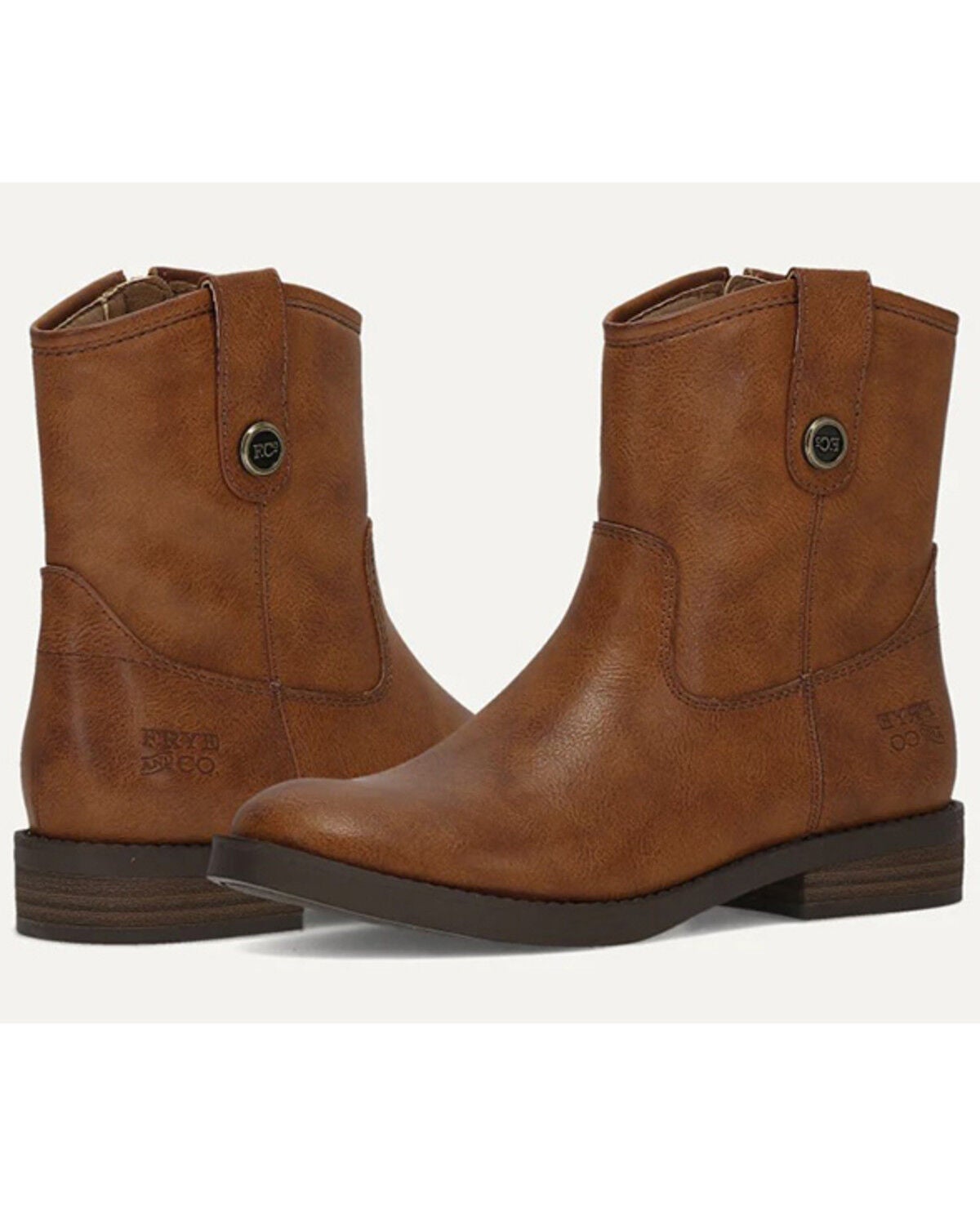Image #3 - Frye & Co Girls' Kellie Button Short Boots - Round Toe, Cognac, hi-res