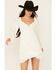 Image #1 - Jolt Women's Lace Trim Long Sleeve Tiered Mini Dress, Ivory, hi-res