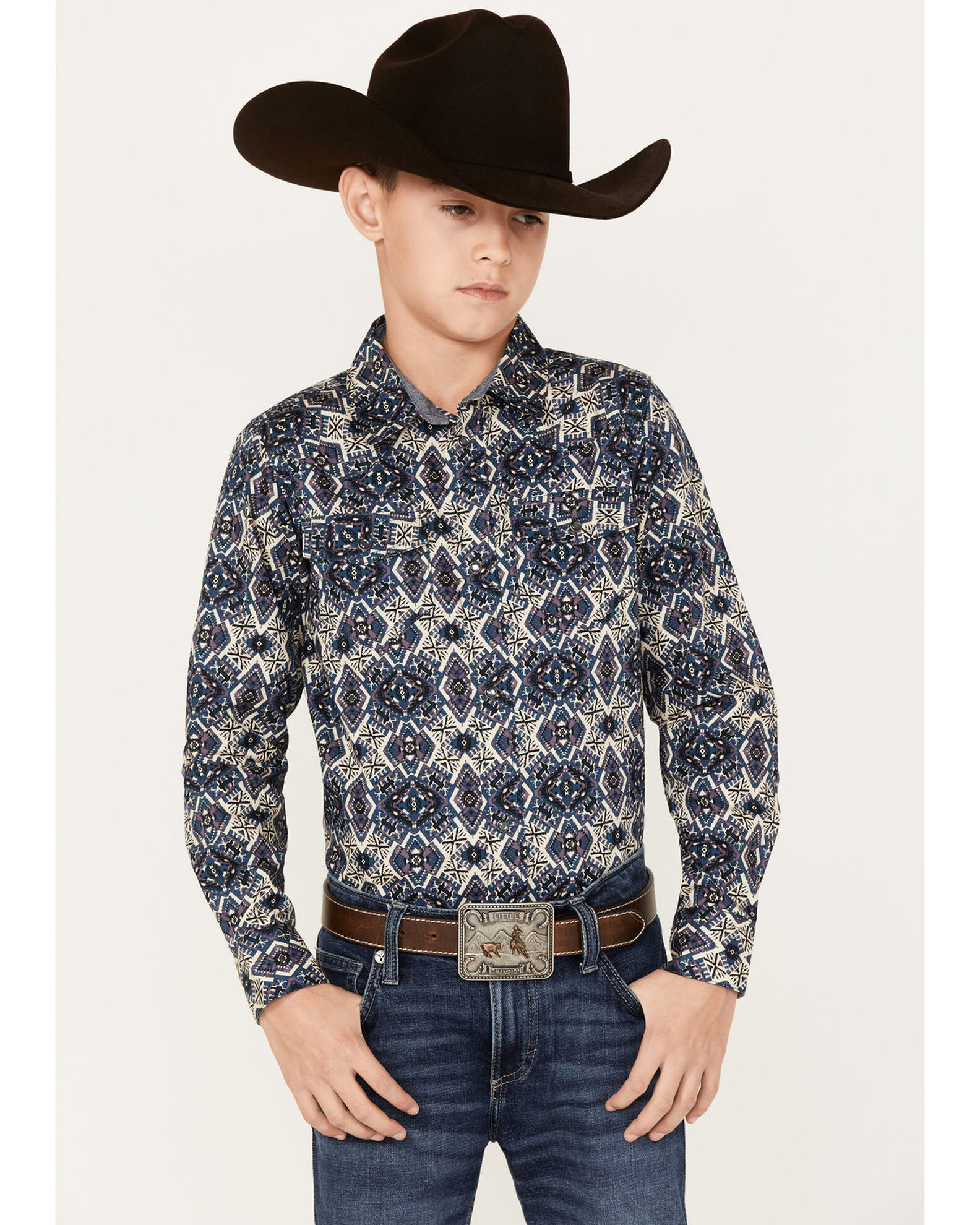 Cody James Boys Print Long Sleeve Snap Western Shirt Sheplers