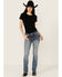 Image #3 - Grace In LA Women's Medium Wash Americana Fleur De Lis Mid Rise Bootcut Stretch Denim Jeans, Medium Wash, hi-res