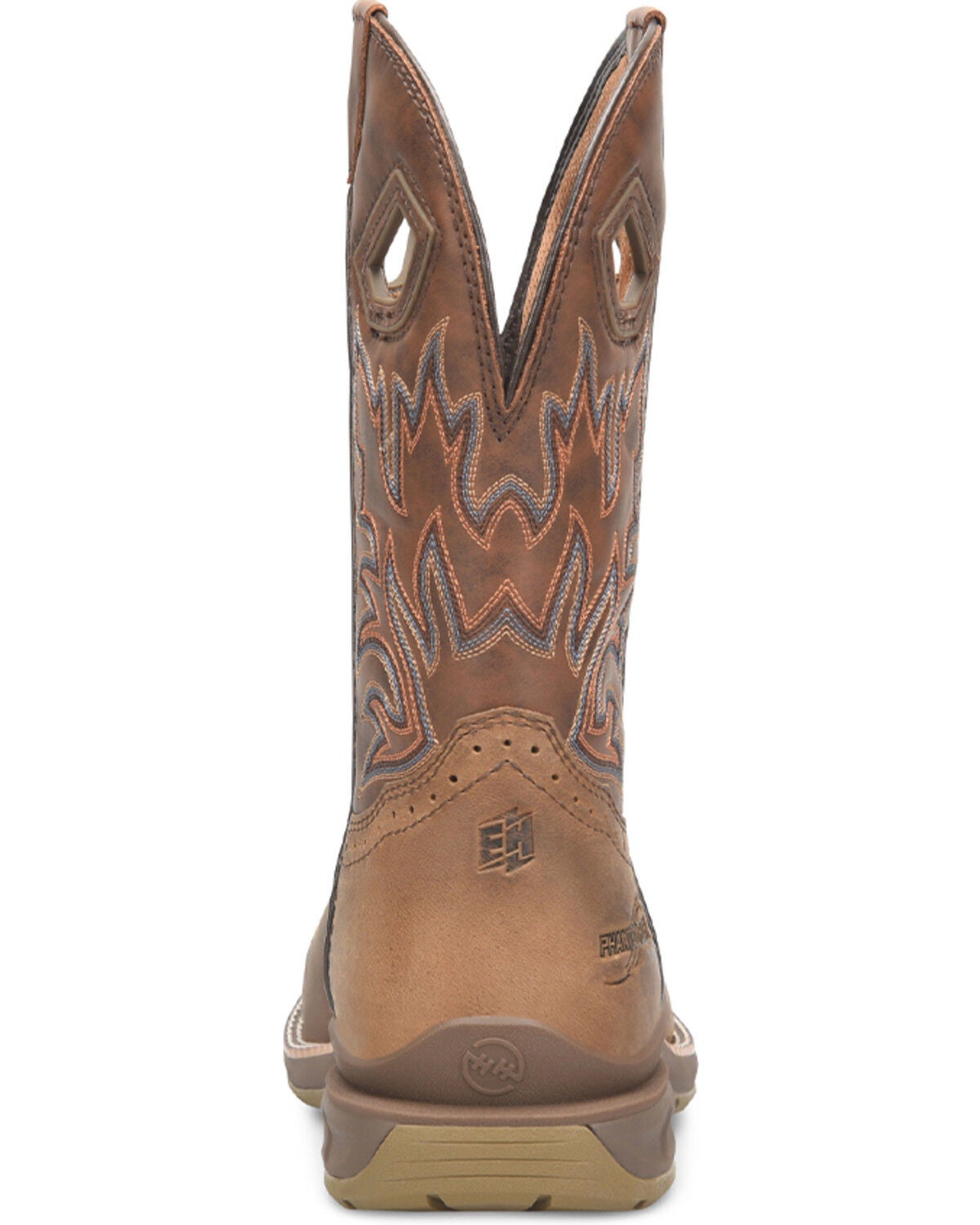 Image #4 - Double H Men's Phantom Rider Roper Pull On Work Boots - Square Toe, Brown, hi-res