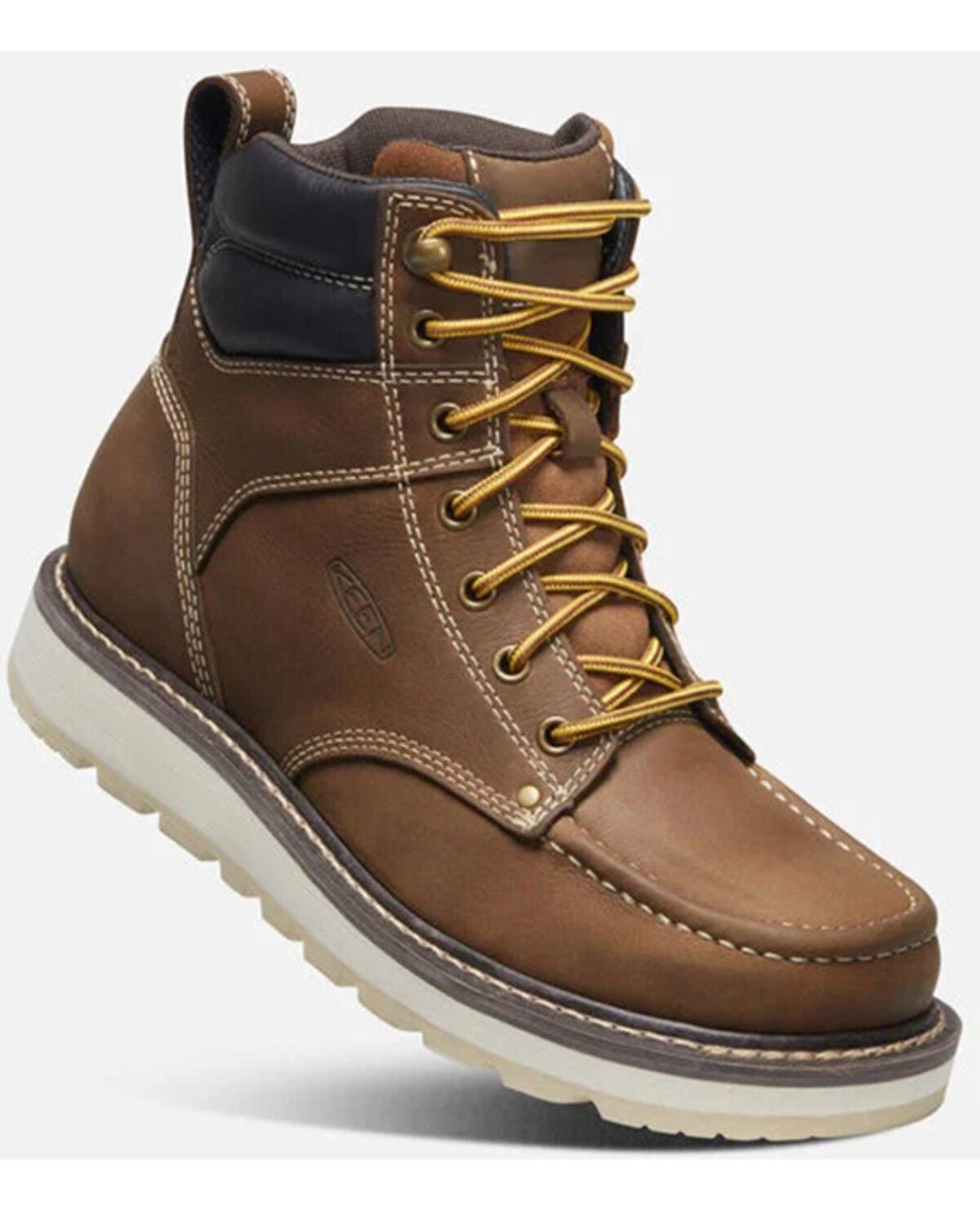 Keen Men's Cincinnati 6" Lace-Up Soft Toe Waterproof Wedge Work Boots, Brown, hi-res