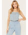 Image #1 - Understated Leather Women's Bluegrass Rhinestone Denim Crop Top, Blue, hi-res