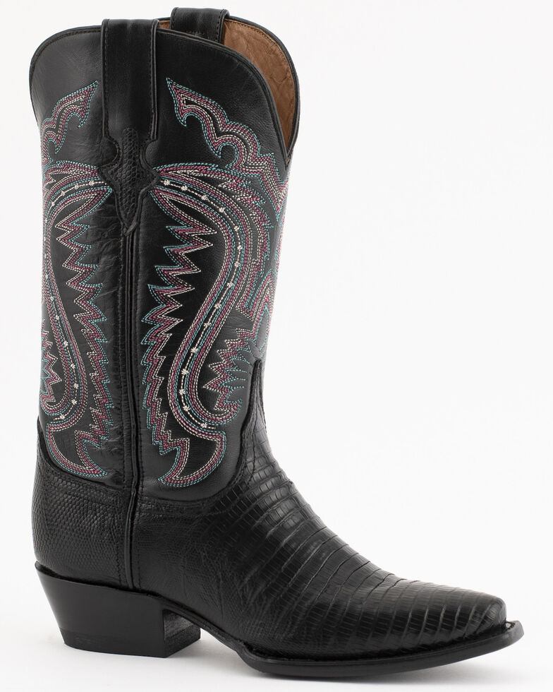 Ferrini Black Lizard Cowgirl Boots - Snip Toe, Black, hi-res
