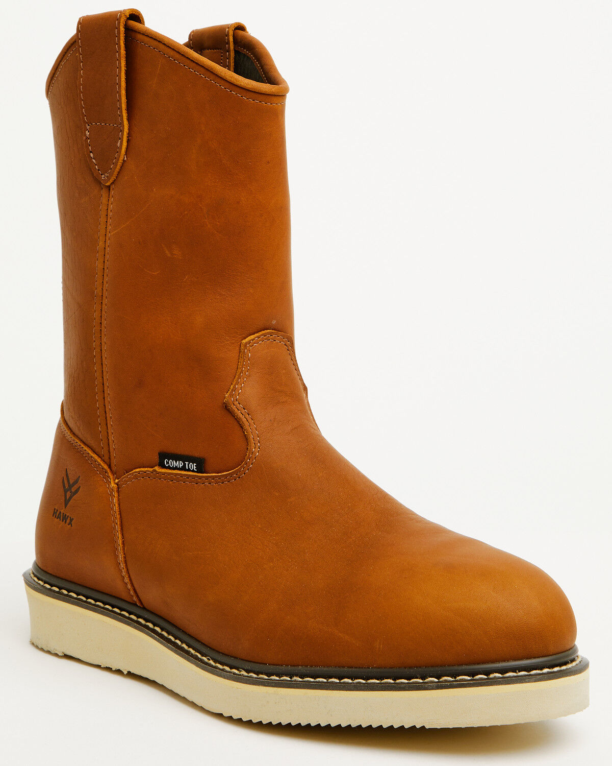 Image #1 - Hawx Men's Pull-On Barnyard Leather Work Boots - Composite Toe, Tan, hi-res