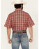 Image #4 - Wrangler Men's Plaid Print Short Sleeve Snap Stretch Western Shirt, Red, hi-res