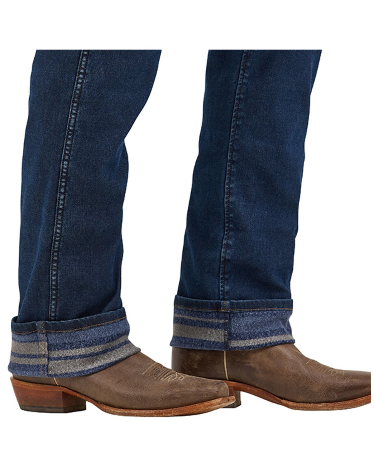 Image #5 - Wrangler Men's 14MWZ Cowboy Cut&reg; Dark Wash Flannel Lined Straight Stretch Denim Jeans, Dark Wash, hi-res