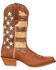 Durango Women's Distressed Flag Western Boots - Square Toe , Brown, hi-res