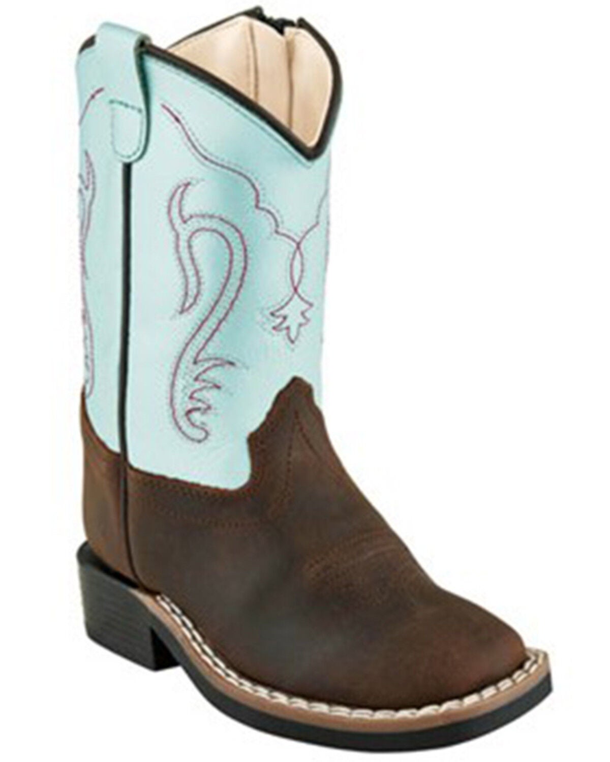 Image #1 - Old West Toddler Boys' Side Zip Western Boots - Broad Square Toe, Brown, hi-res