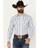 Image #1 - Ely Walker Men's Striped Print Long Sleeve Pearl Snap Western Shirt - Tall, White, hi-res