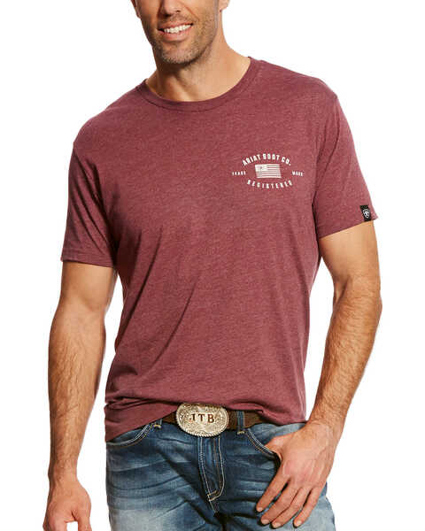Image #1 - Ariat Men's USA Registered Short Sleeve Graphic T-Shirt, Burgundy, hi-res