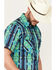 Image #2 - Panhandle Select Men's Southwestern Print Short Sleeve Snap Western Shirt, Turquoise, hi-res