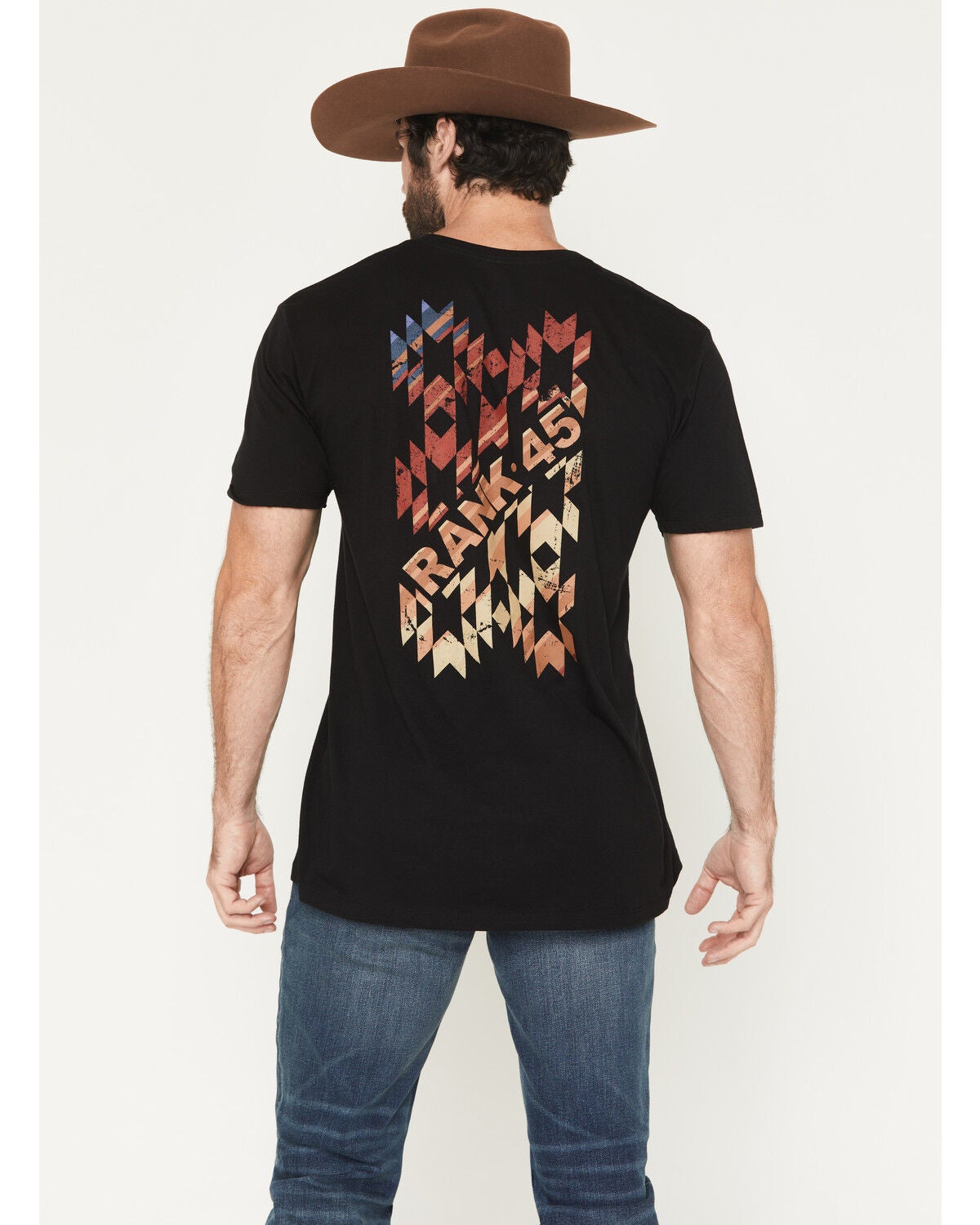 Image #1 - RANK 45&reg; Men's Southwestern Logo Short Sleeve Graphic T-Shirt, Black, hi-res