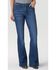 Image #1 - Wrangler Retro Women's Bailey Medium Wash High Rise Trouser Stretch Denim Jeans, Blue, hi-res