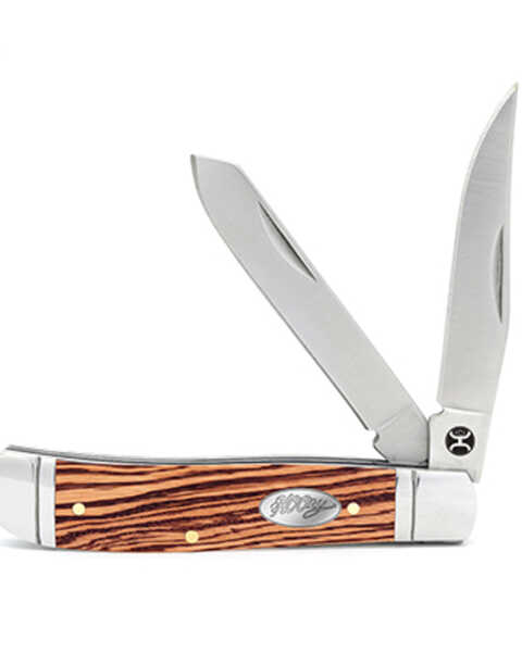 Image #1 - Hooey Small Zebra Wood Trapper Knife, Brown, hi-res