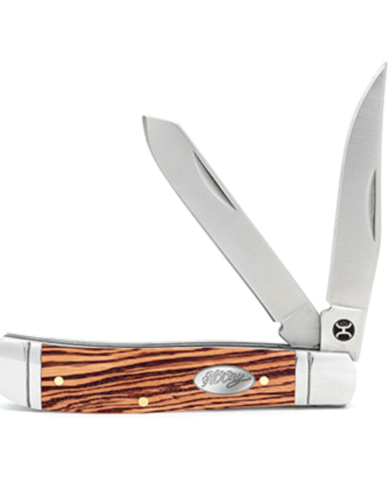 HOOey Small Zebra Wood Trapper Knife, Brown, hi-res