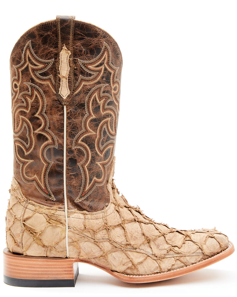 Cody James Men's Pirarucu Desert Tan Exotic Western Boot - Wide Square Toe , Tan, hi-res