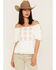 Image #1 - Miss Me Women's Embroidered Puff Sleeve Top, White, hi-res