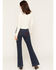Image #1 - 7 For All Mankind Women's Shadowleaf Dark Wash High Rise 34" Dojo Trouser Stretch Denim Jeans, Dark Wash, hi-res