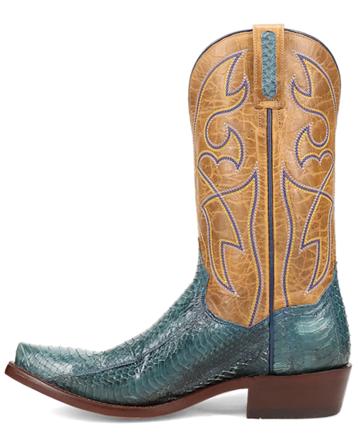 Image #3 - Dan Post Men's Exotic Snake Western Boots - Snip Toe, Blue, hi-res