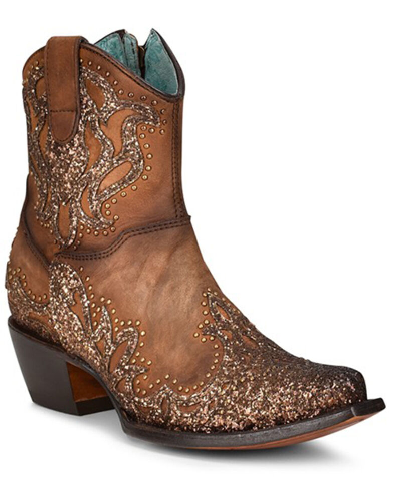 Corral Women's Shedron Laser Western Booties - Pointed Toe , Brown, hi-res