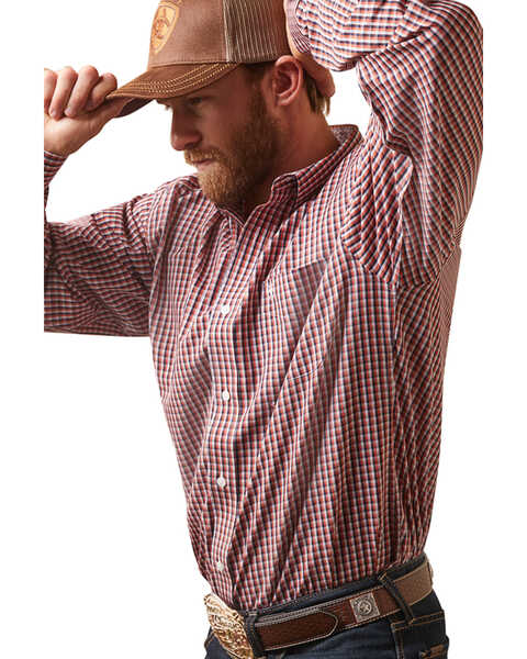 Image #3 - Ariat Men's Wrinkle Free Omari Plaid Print Long Sleeve Button-Down Western Shirt , Red, hi-res