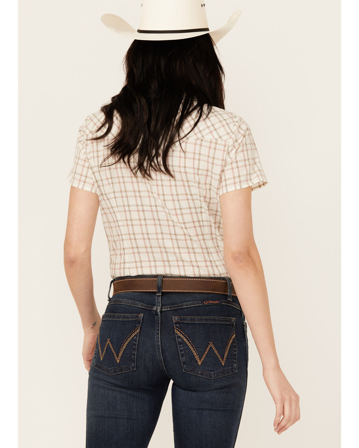 Image #4 - Wrangler Women's Plaid Print Short Sleeve Pearl Snap Western Shirt, , hi-res